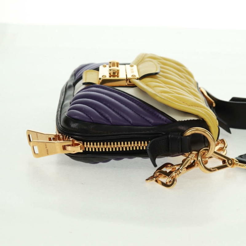 【日本直送】Miu Miu 鏈條手提包 皮革 2way Multicolor Gold Auth 162861V-3
