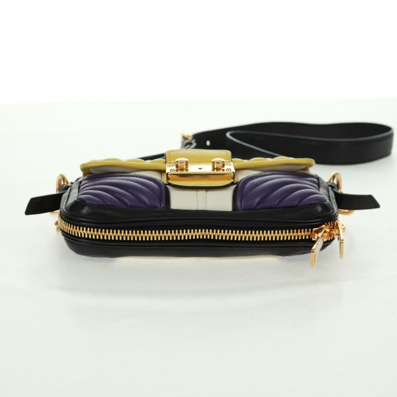 【日本直送】Miu Miu 鏈條手提包 皮革 2way Multicolor Gold Auth 162861V-4