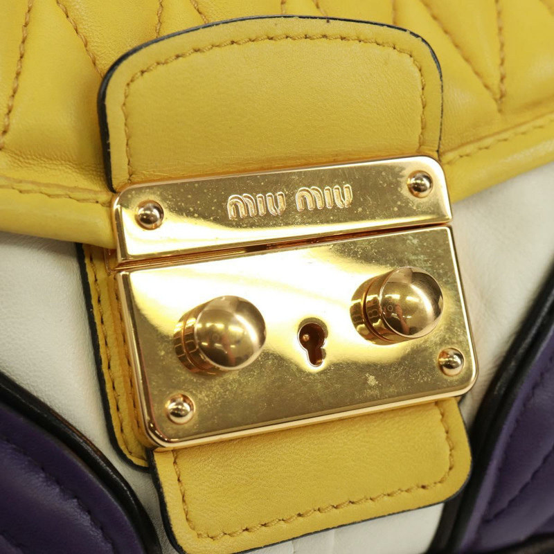 【日本直送】Miu Miu 鏈條手提包 皮革 2way Multicolor Gold Auth 162861V-19