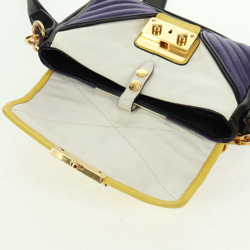 【日本直送】Miu Miu 鏈條手提包 皮革 2way Multicolor Gold Auth 162861V-20
