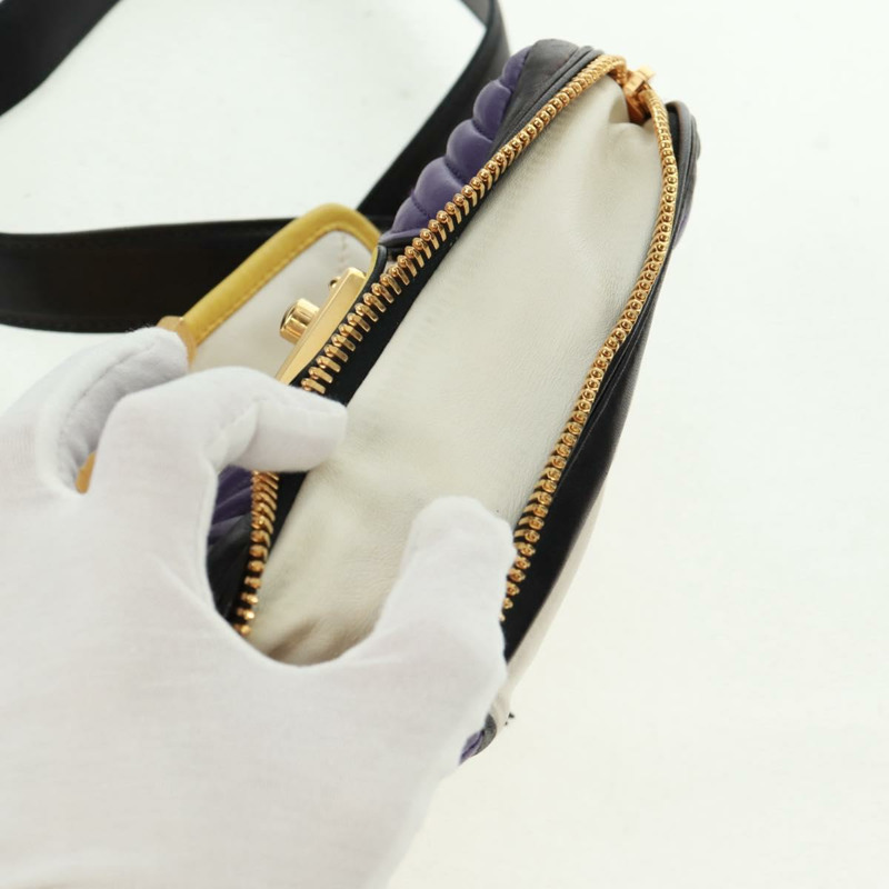 【日本直送】Miu Miu 鏈條手提包 皮革 2way Multicolor Gold Auth 162861V-27