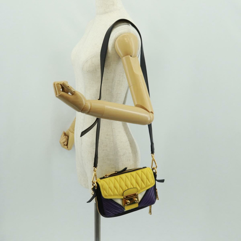 【日本直送】Miu Miu 鏈條手提包 皮革 2way Multicolor Gold Auth 162861V-28