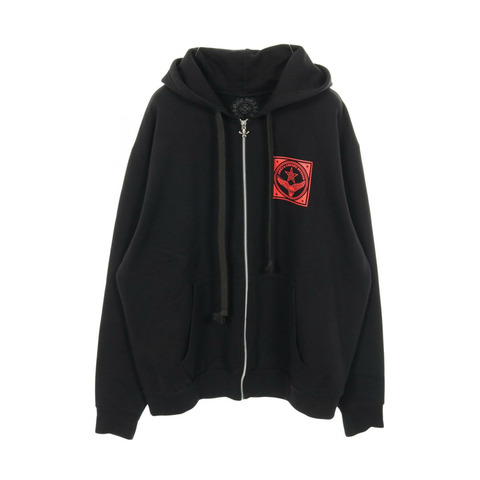 CHROME HEARTS FOTI 連帽衫，純棉材質，黑色/紅色，#L，二手男款