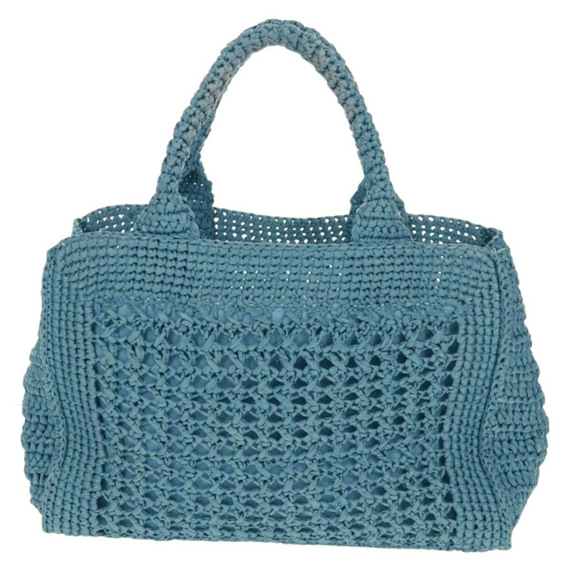 【日本直送】Miu Miu 拉菲草編織手提包 淺藍色 金色 正品 163039V-1