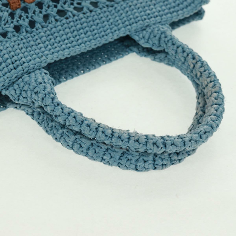 【日本直送】Miu Miu 拉菲草編織手提包 淺藍色 金色 正品 163039V-6