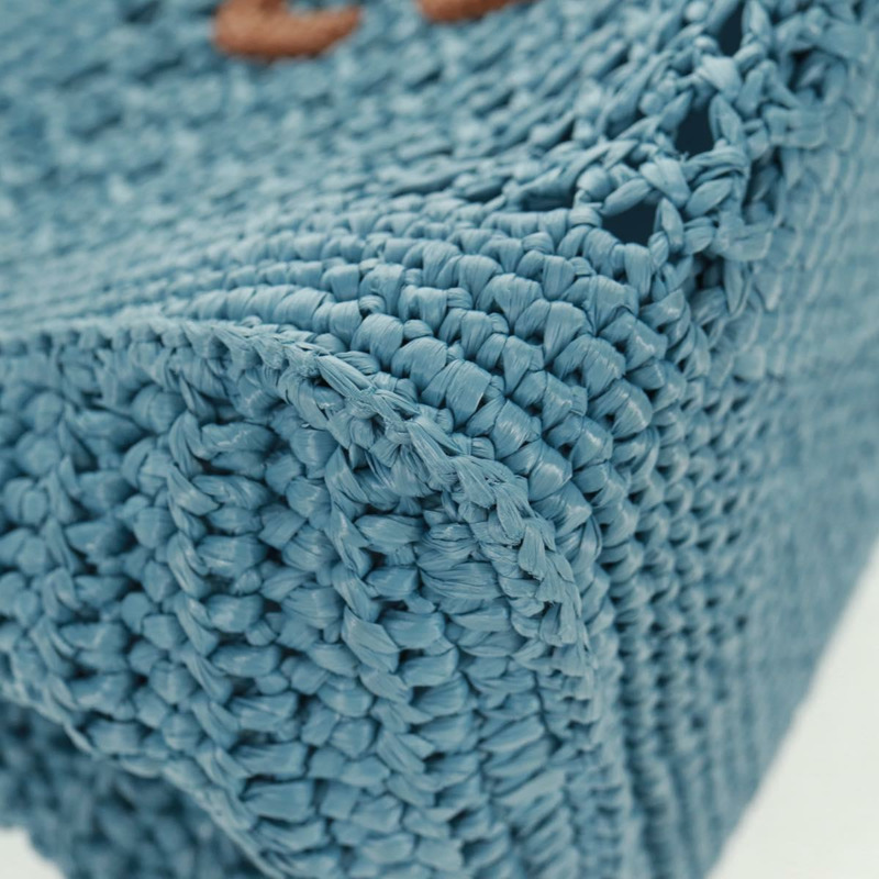 【日本直送】Miu Miu 拉菲草編織手提包 淺藍色 金色 正品 163039V-9