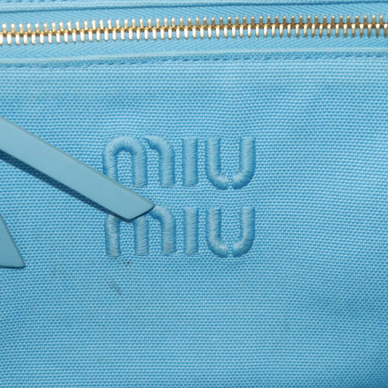 【日本直送】Miu Miu 拉菲草編織手提包 淺藍色 金色 正品 163039V-17