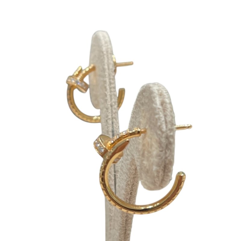 CARTIER 卡地亞 JUSTE UN CLOU 滿鑽釘子耳環 耳針款 K18YG 金色-3