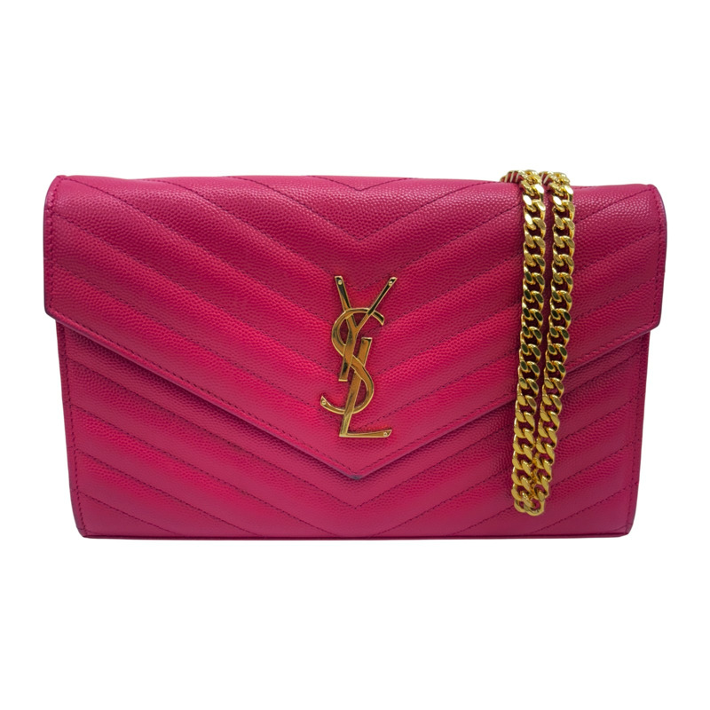 粉紅色 牛皮 Classic Cassandre Chain Wallet 肩背包【SAINT LAURENT 聖羅蘭】 377828-0