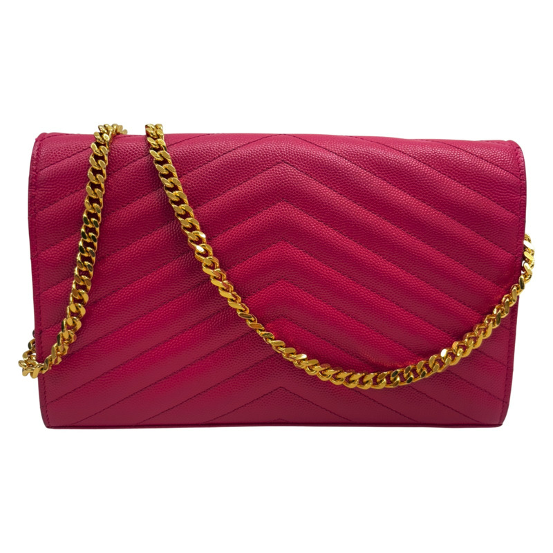 粉紅色 牛皮 Classic Cassandre Chain Wallet 肩背包【SAINT LAURENT 聖羅蘭】 377828-2