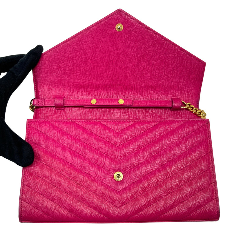 粉紅色 牛皮 Classic Cassandre Chain Wallet 肩背包【SAINT LAURENT 聖羅蘭】 377828-4