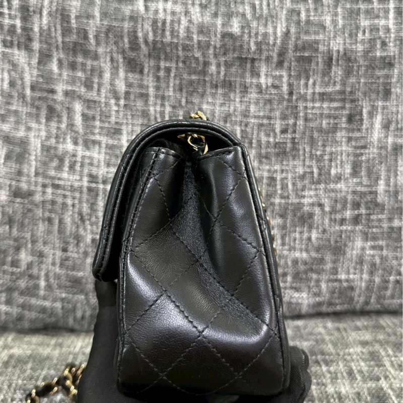 香奈兒黑金羊皮小方胖-3