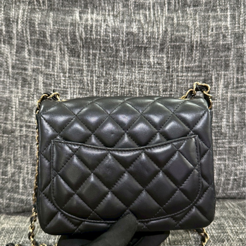 香奈兒黑金羊皮小方胖-4