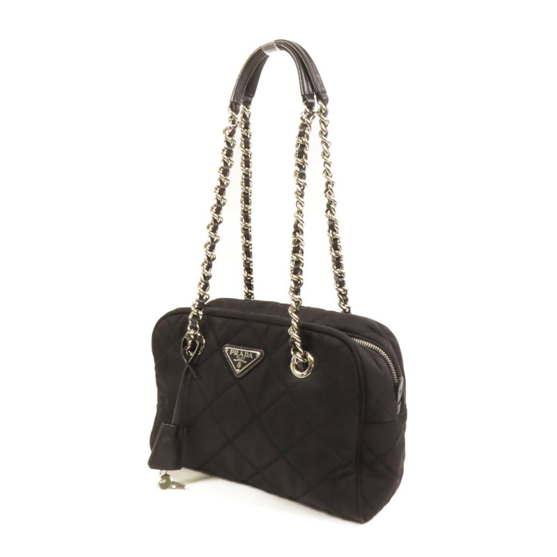 PRADA 尼龍Sholder Bag銀扣肩背袋-2
