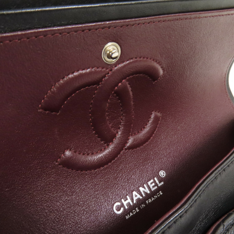 CHANEL 羊皮皮革Classic 25銀扣鏈帶肩背袋-6