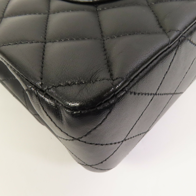 CHANEL 羊皮皮革Classic 25銀扣鏈帶肩背袋-10