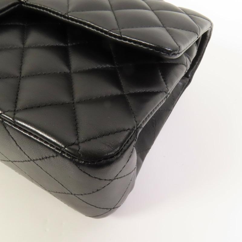 CHANEL 羊皮皮革Classic 25銀扣鏈帶肩背袋-11