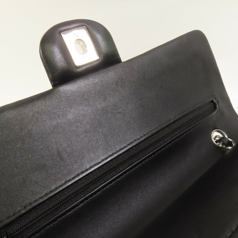 CHANEL 羊皮皮革Classic 25銀扣鏈帶肩背袋-14