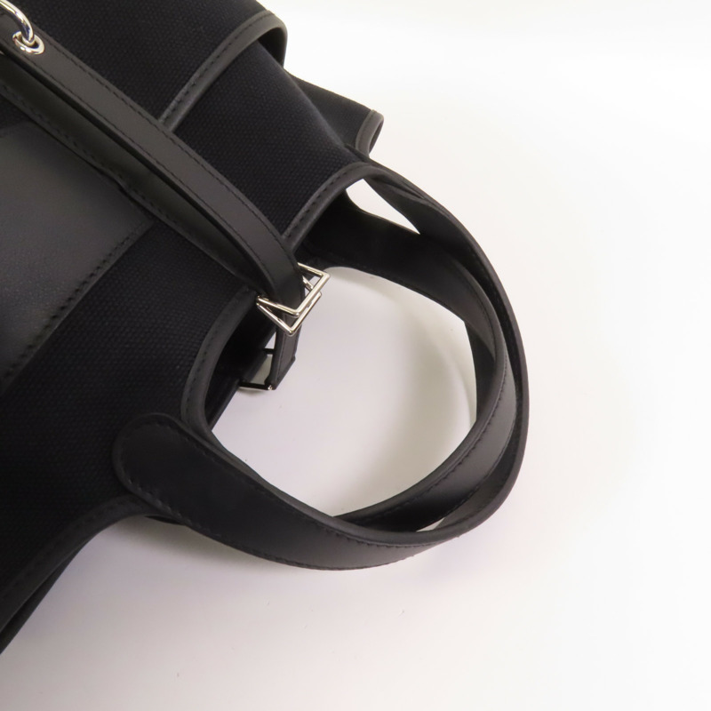 HERMES 帆布Picotin Cago PM銀扣手挽袋Noir-4