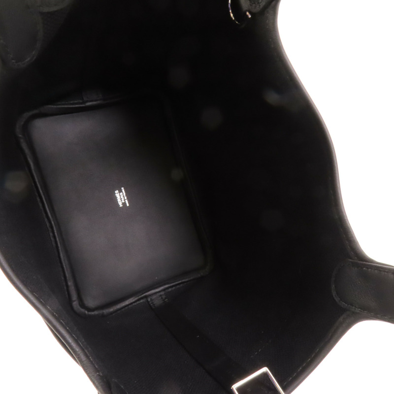 HERMES 帆布Picotin Cago PM銀扣手挽袋Noir-6