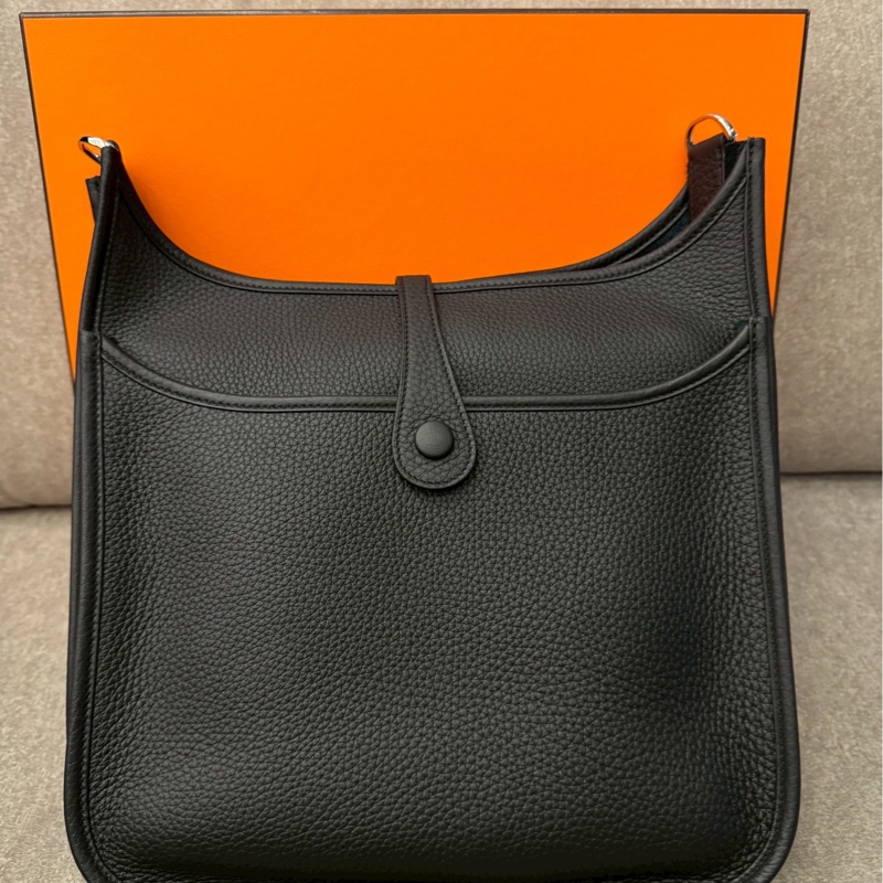 愛馬仕Evelyne29黑銀-1