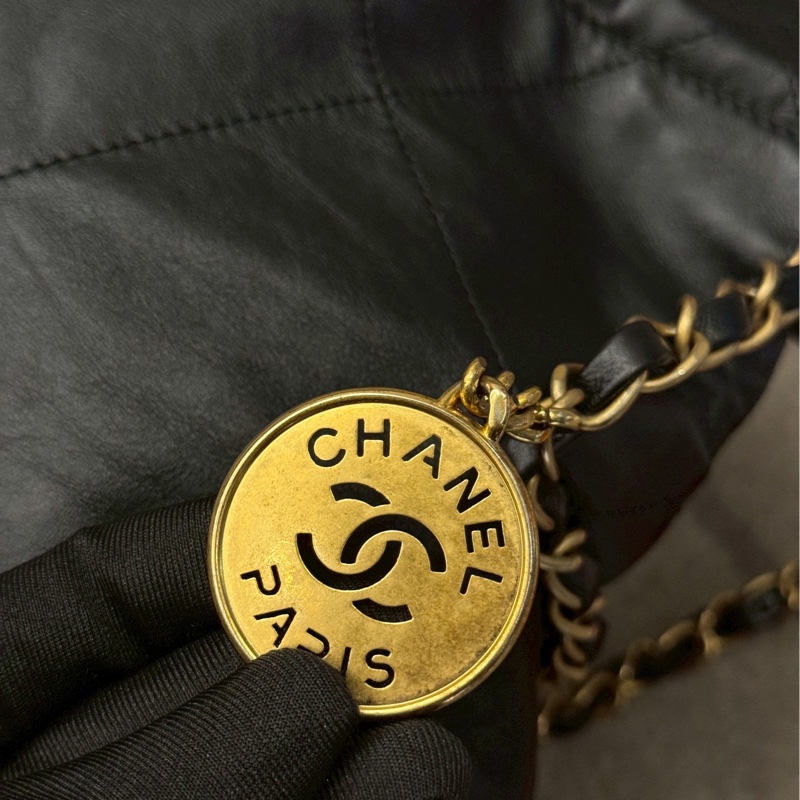 香奈兒22bag垃圾袋小號黑金-5