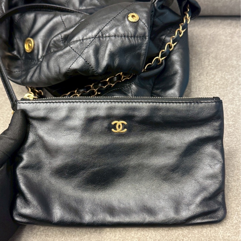 香奈兒22bag垃圾袋小號黑金-9