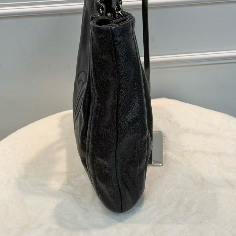 絕版💕CHANEL托特購物袋 黑銀魚子醬tote包-2