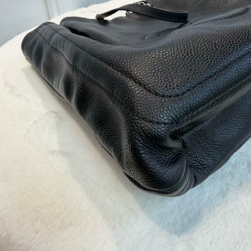 絕版💕CHANEL托特購物袋 黑銀魚子醬tote包-3