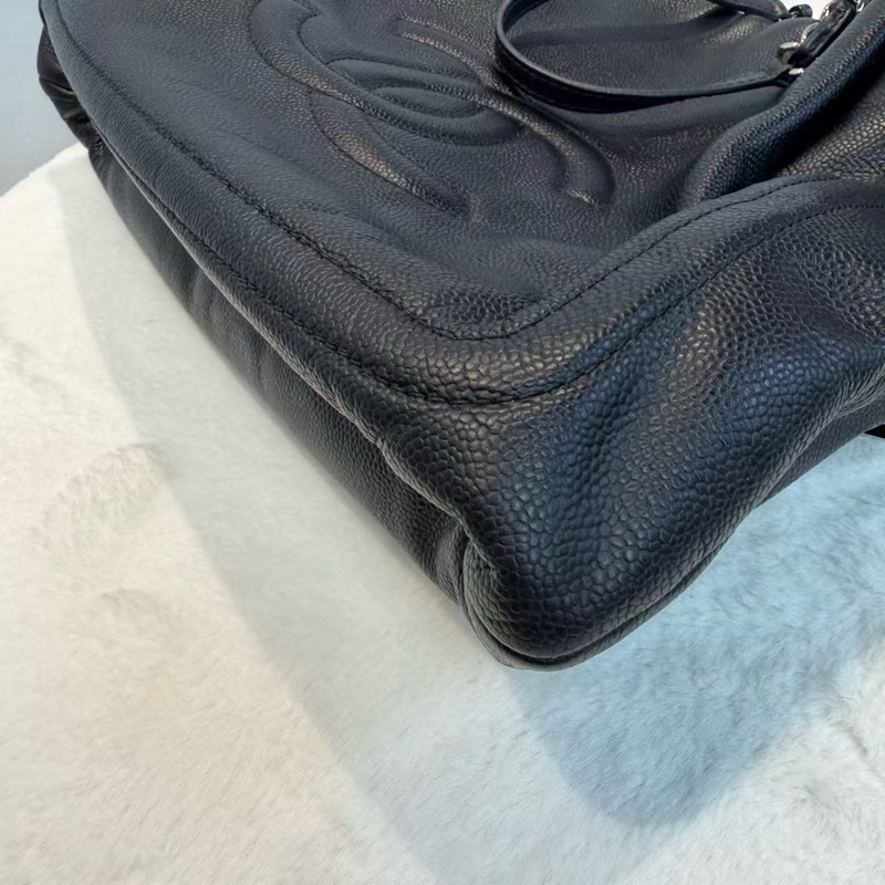 絕版💕CHANEL托特購物袋 黑銀魚子醬tote包-4