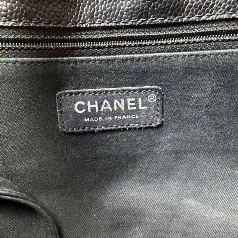絕版💕CHANEL托特購物袋 黑銀魚子醬tote包-7