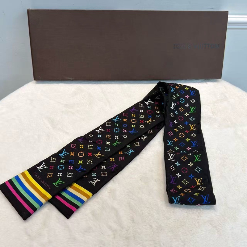 【村上隆xLV🌼 絕版限量款】 LV圍巾三彩Twilly絲巾-0