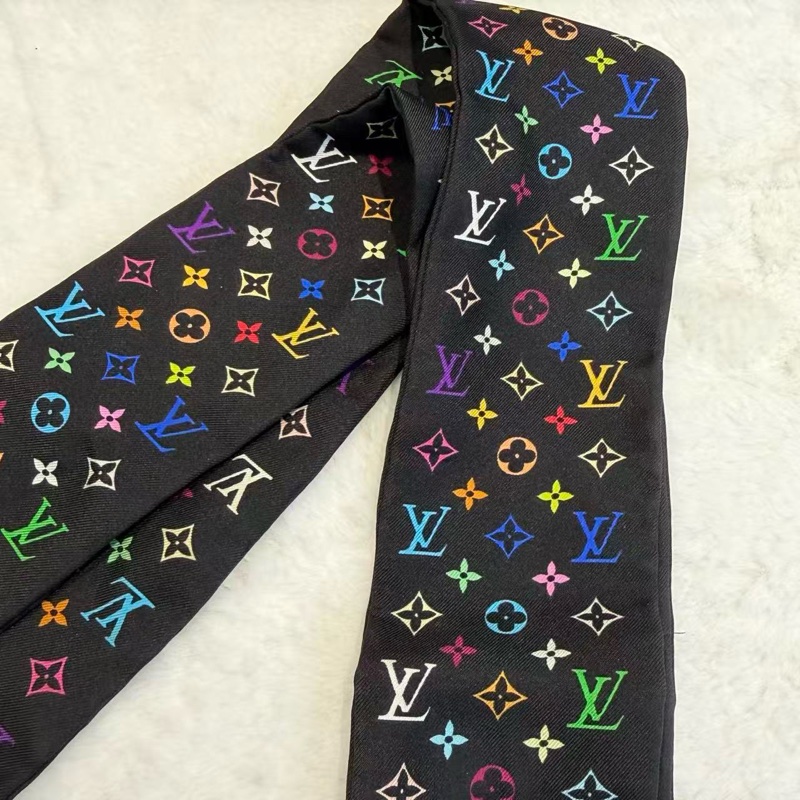 【村上隆xLV🌼 絕版限量款】 LV圍巾三彩Twilly絲巾-2