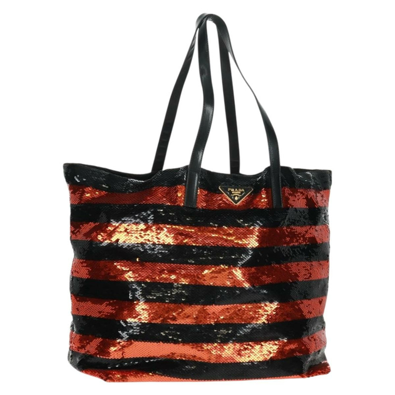 【日本直送】PRADA亮片托特包 尼龍 橙色 黑色 正品 162878V-0