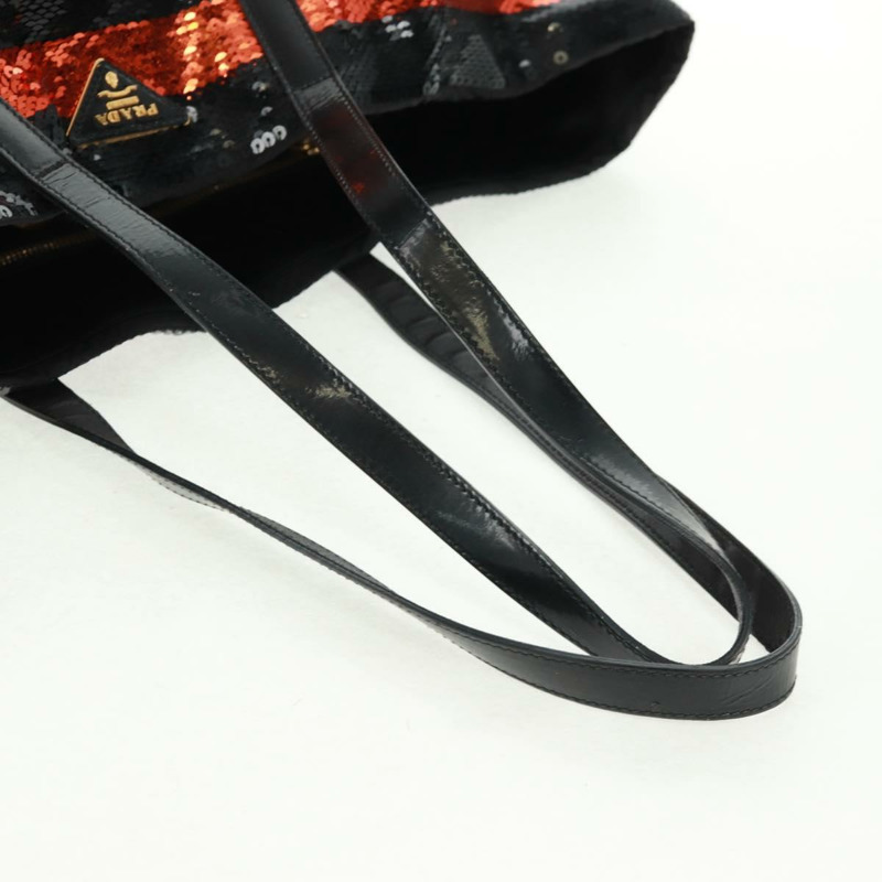 【日本直送】PRADA亮片托特包 尼龍 橙色 黑色 正品 162878V-6