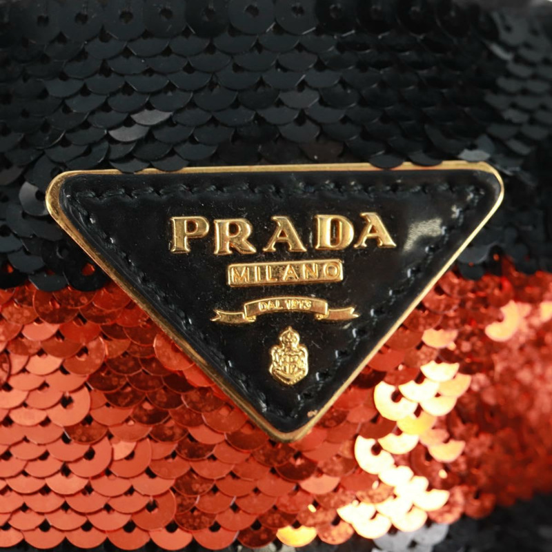 【日本直送】PRADA亮片托特包 尼龍 橙色 黑色 正品 162878V-17