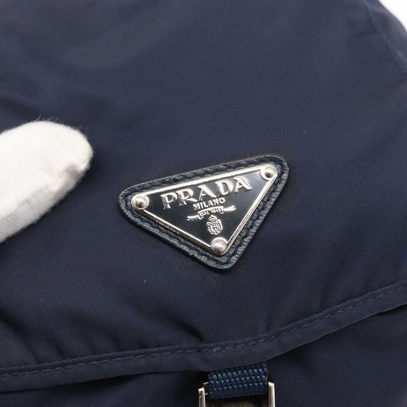 【日本直送】PRADA 雙肩包 尼龍 海軍藍 銀色 正品 ka1590V-21