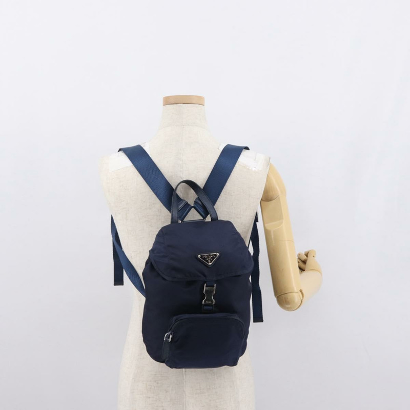 【日本直送】PRADA 雙肩包 尼龍 海軍藍 銀色 正品 ka1590V-31
