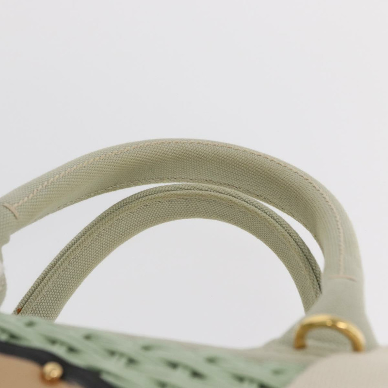 【日本直送】PRADA 藤編手提包 2way Gold Light green Auth ka1577M-13