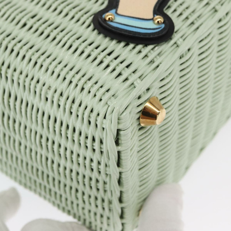 【日本直送】PRADA 藤編手提包 2way Gold Light green Auth ka1577M-15