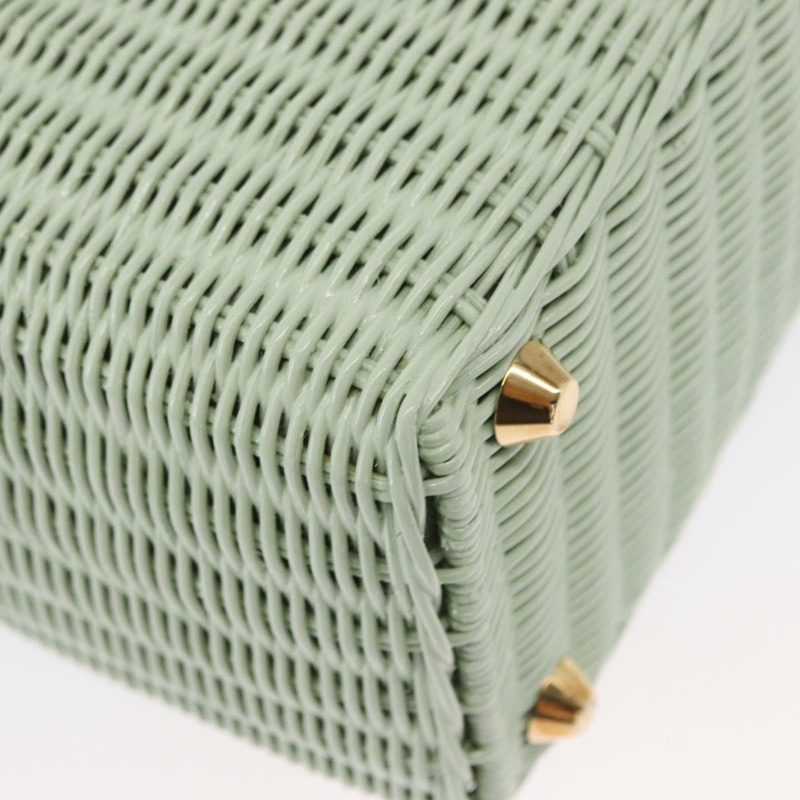【日本直送】PRADA 藤編手提包 2way Gold Light green Auth ka1577M-17