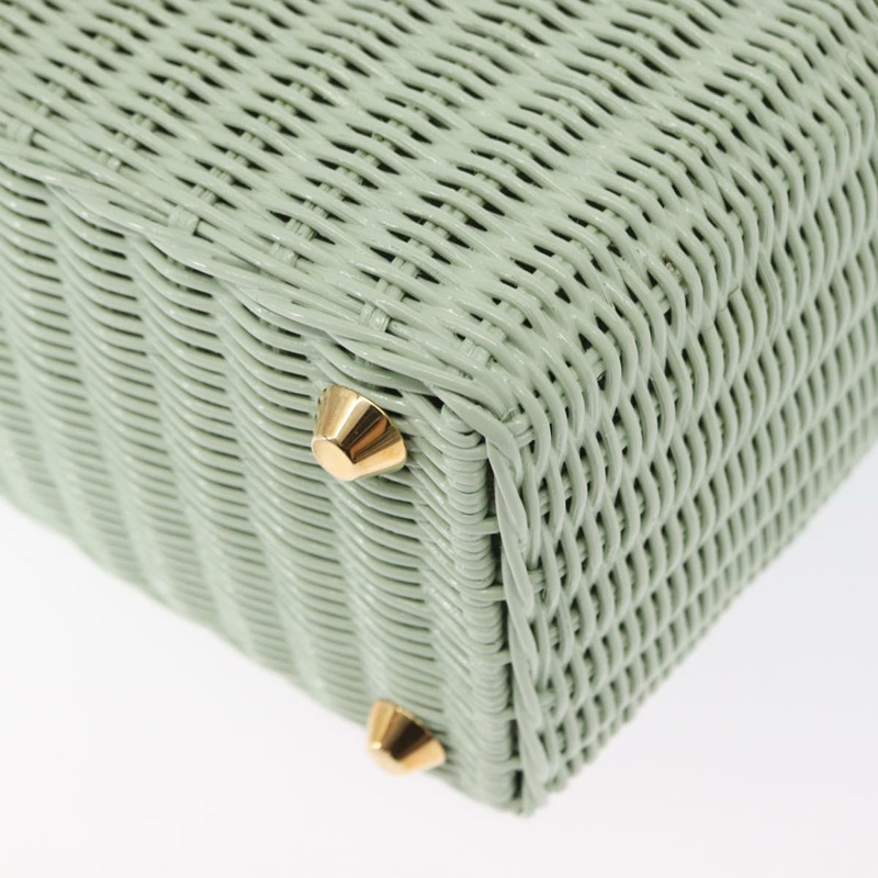 【日本直送】PRADA 藤編手提包 2way Gold Light green Auth ka1577M-18