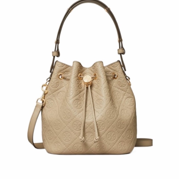 Tory Burch 女士 T Monogram 水桶包均碼碼17.9cm*11.7cm*21.2cm-4