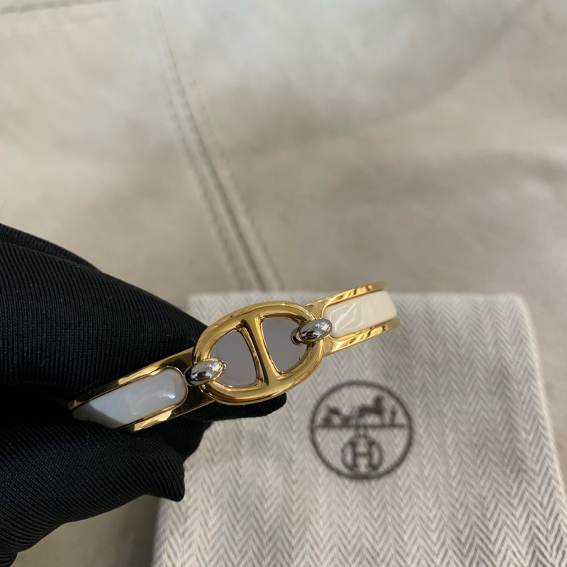 愛馬仕 Hermes豬鼻子法琅手鐲,玫瑰金色-0