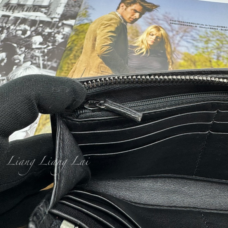 GUCCI 古馳 GG 壓紋半全開拉鍊黑色長夾-7