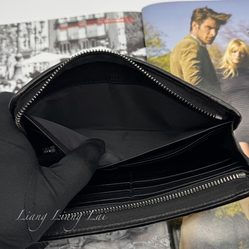 GUCCI 古馳 GG 壓紋半全開拉鍊黑色長夾-8