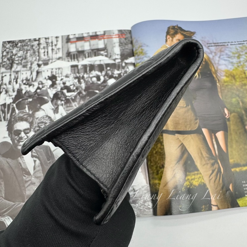 GUCCI 古馳 GG 壓紋半全開拉鍊黑色長夾-9