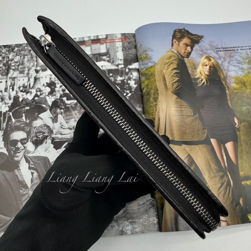 GUCCI 古馳 GG 壓紋半全開拉鍊黑色長夾-14