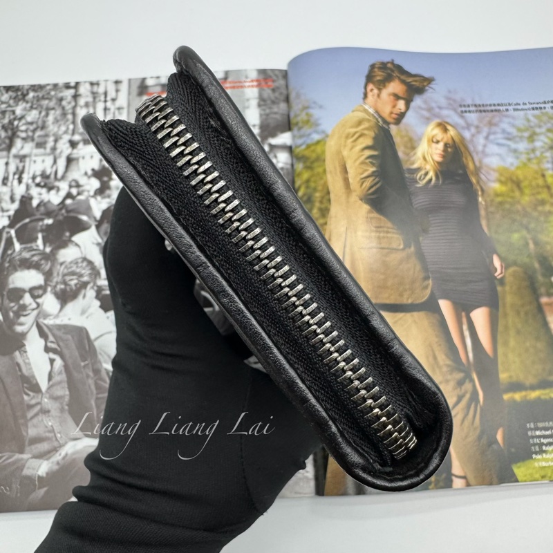 GUCCI 古馳 GG 壓紋半全開拉鍊黑色長夾-15