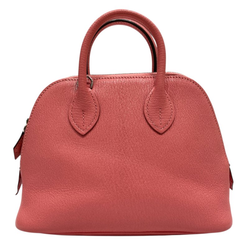 HERMES 愛馬仕 MINI  BOLIDE 1923 皮革 手提包 粉色 銀扣-1
